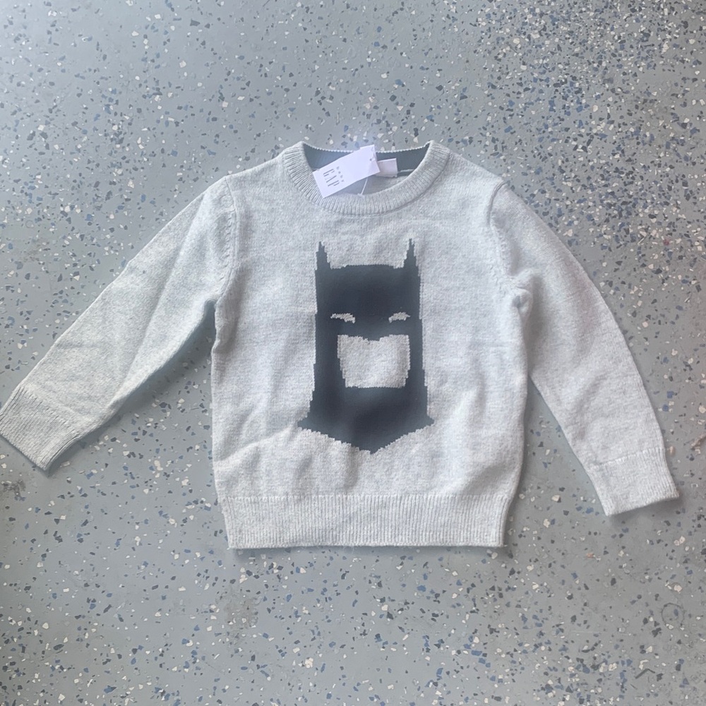 GAP Kids Toddler Boy- Gray Sweater Batman face